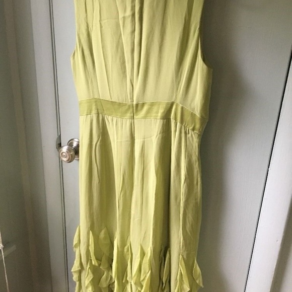 TALBOTS size 6 Green Silk Dress flounced skirt bow - Picture 5 of 6